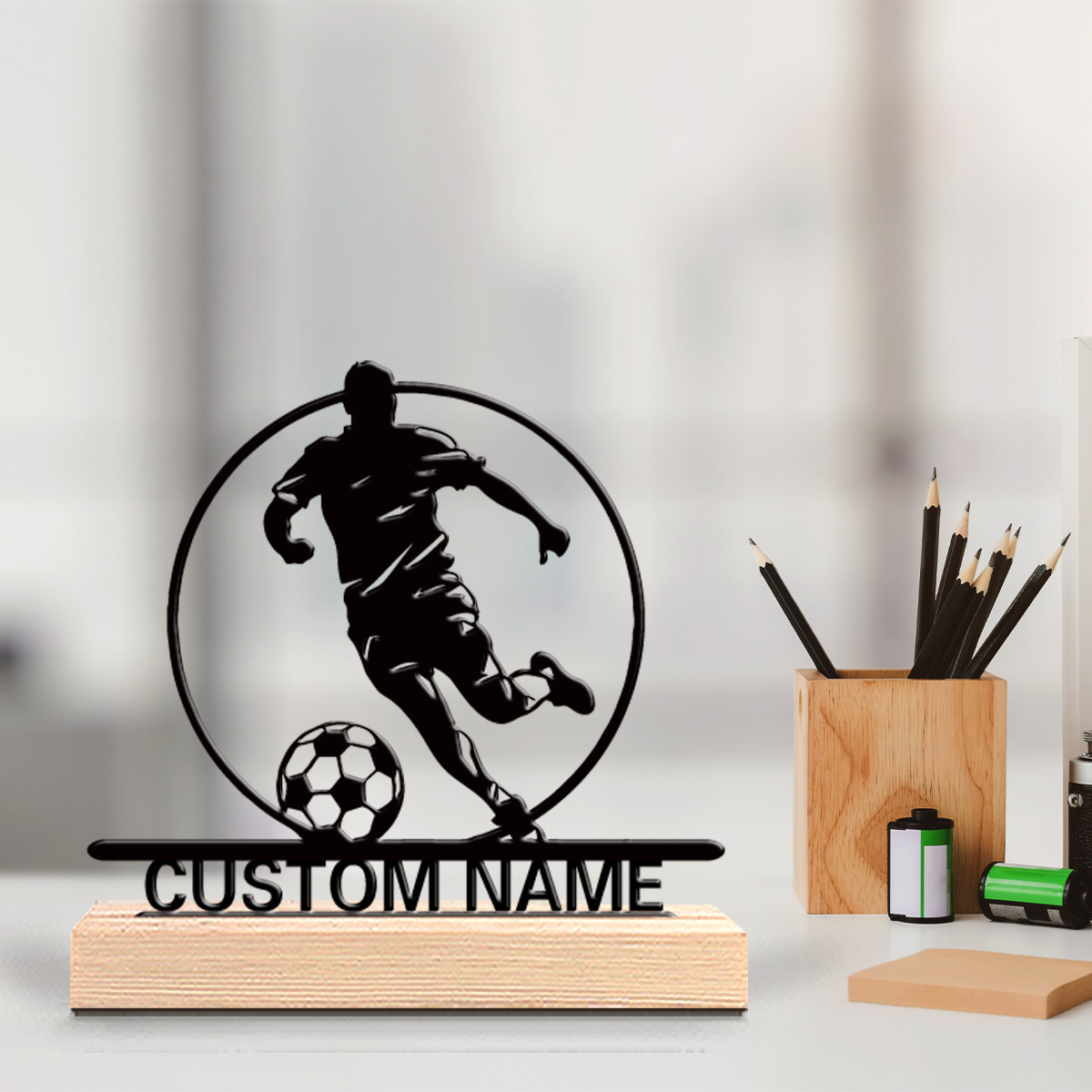 Office Furniture Installation - Aangepaste voetbalspeler metalen beeldje met naam,