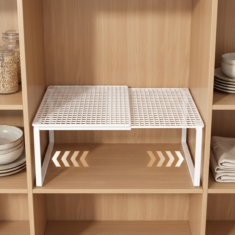 Locker Storage Metal - Uitschuifbare kastplank-organizer, telescopisch kastopbergrek, zonder boren,