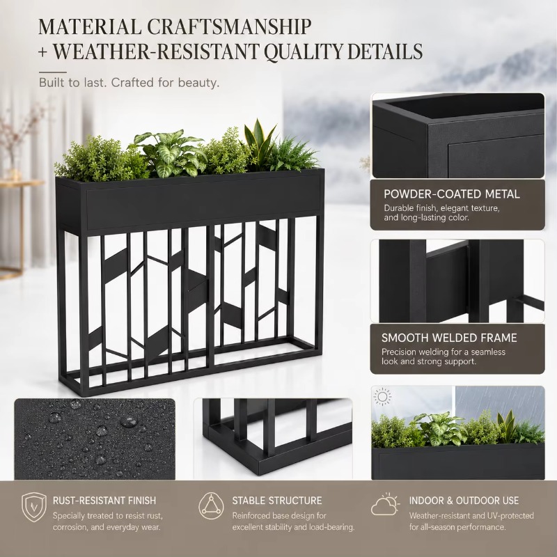 Matzwarte metalen plantenbak 8 - Room Divider Bamboo recensie en prijs