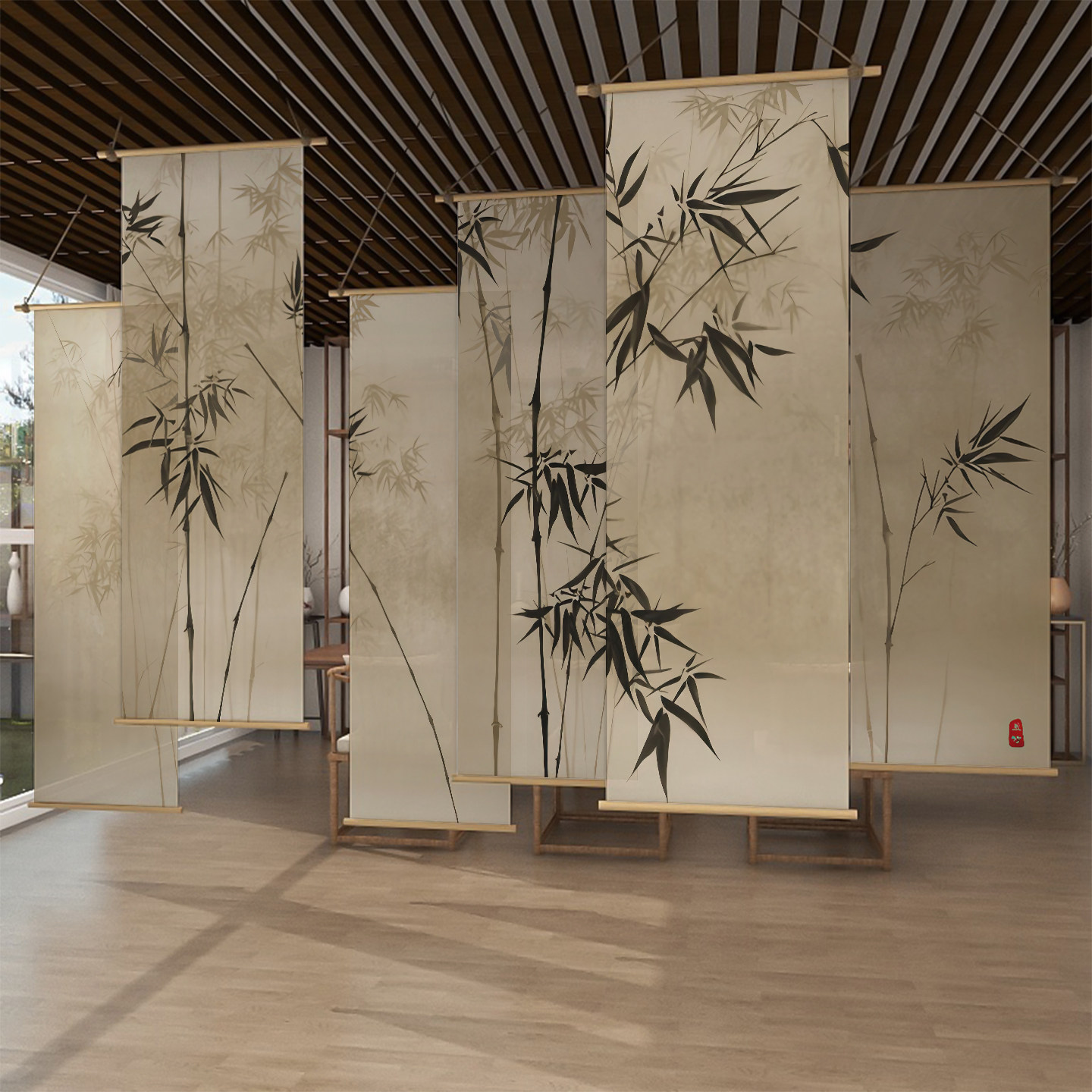 Hangende kamerverdeler van bam - Room Divider Bamboo recensie en prijs